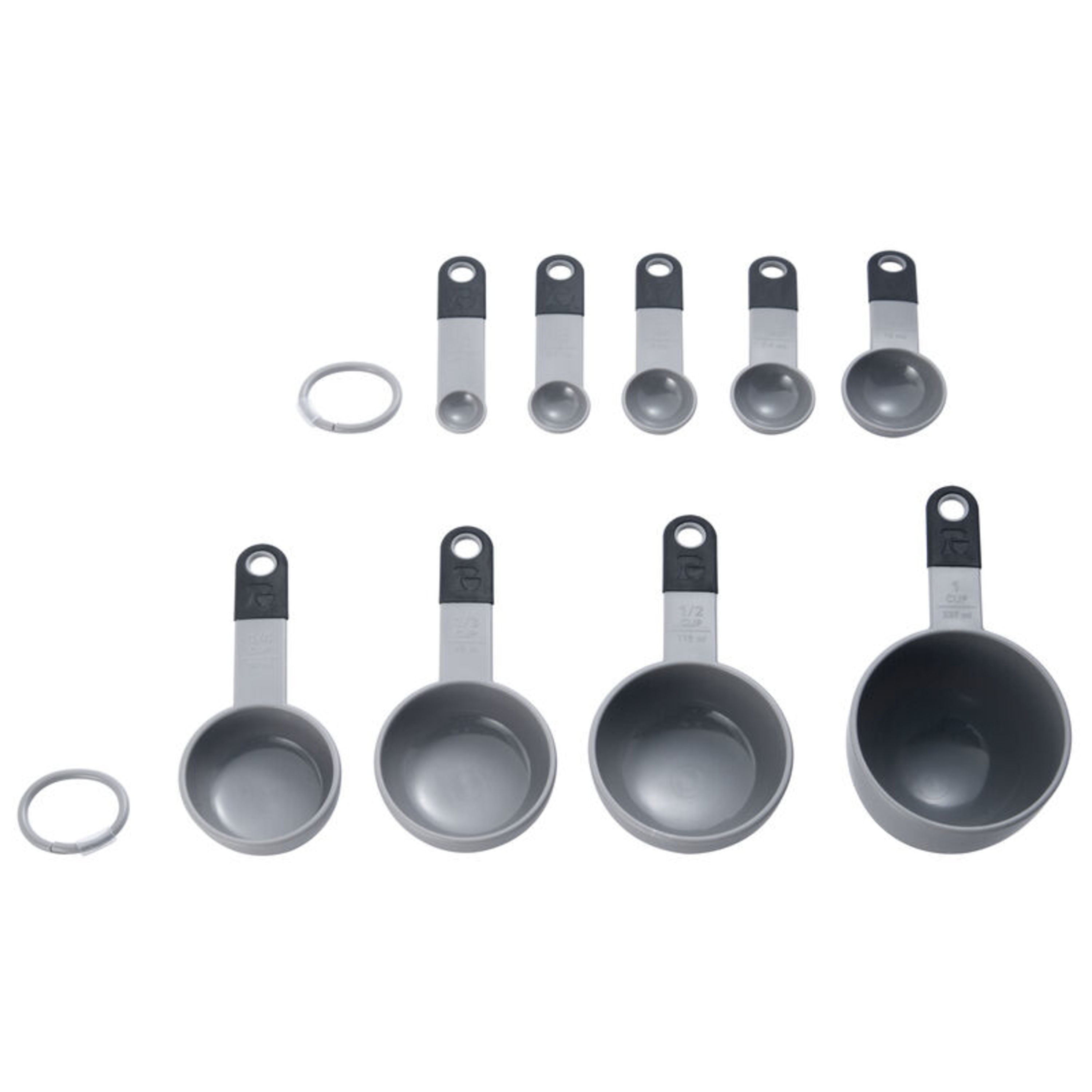 KitchenAid Universal Measuring Cup and Spoon Set, 1/4, 1/2, 1/3, and 1 cup  size, and 1 tablespoon, 1/2 tablespoon, 1 teaspoon, 1/2 teaspoon, and 1/4