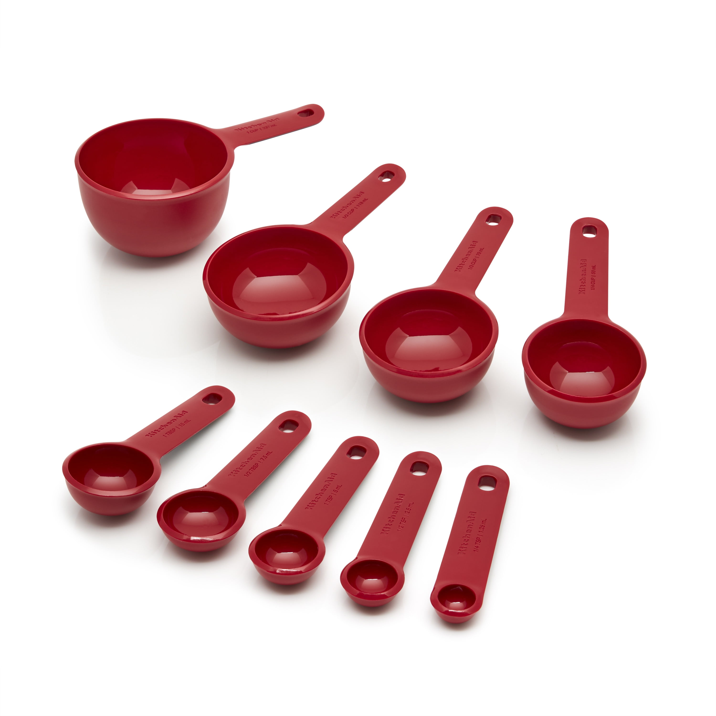 KitchenAid Classic Measuring Cups And Spoons Set, Set of 9, Red/Black