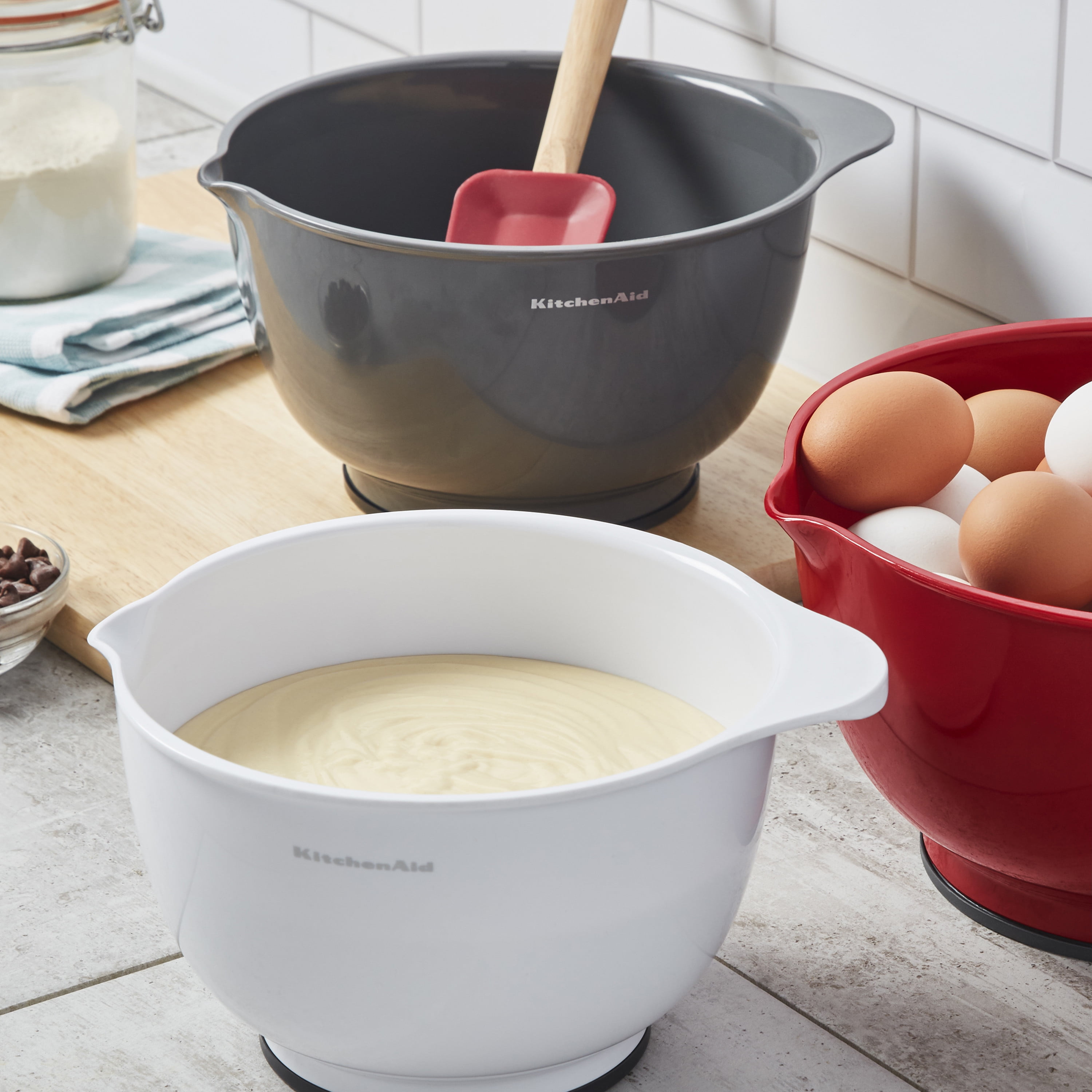 Best Buy: KitchenAid 3-Piece Mixing Bowl Set Aqua, Gray & White KQ175OSA7A