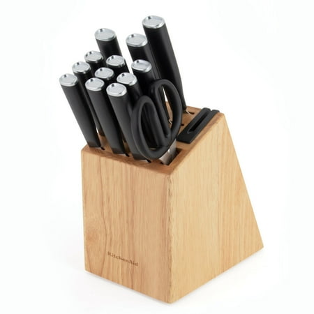 Kitchenaid Classic 15-piece Knife Block Set with Built-In Sharpener, Natural