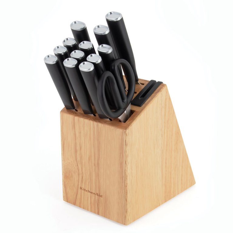 syvio Knife Sets for Kitchen with Block and Utensil Holder, Knives Set for  Kitchen 15 Pieces with Built-in Sharpener, Knife Block Set for Storing