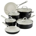 thumbnail interactive-video image 1 of KitchenAid Hard Anodized 10 Pcs Ceramic Nonstick Cookware Pots and Pans Set, Oven Safe to 500°F, Matte Black, 1 of 12