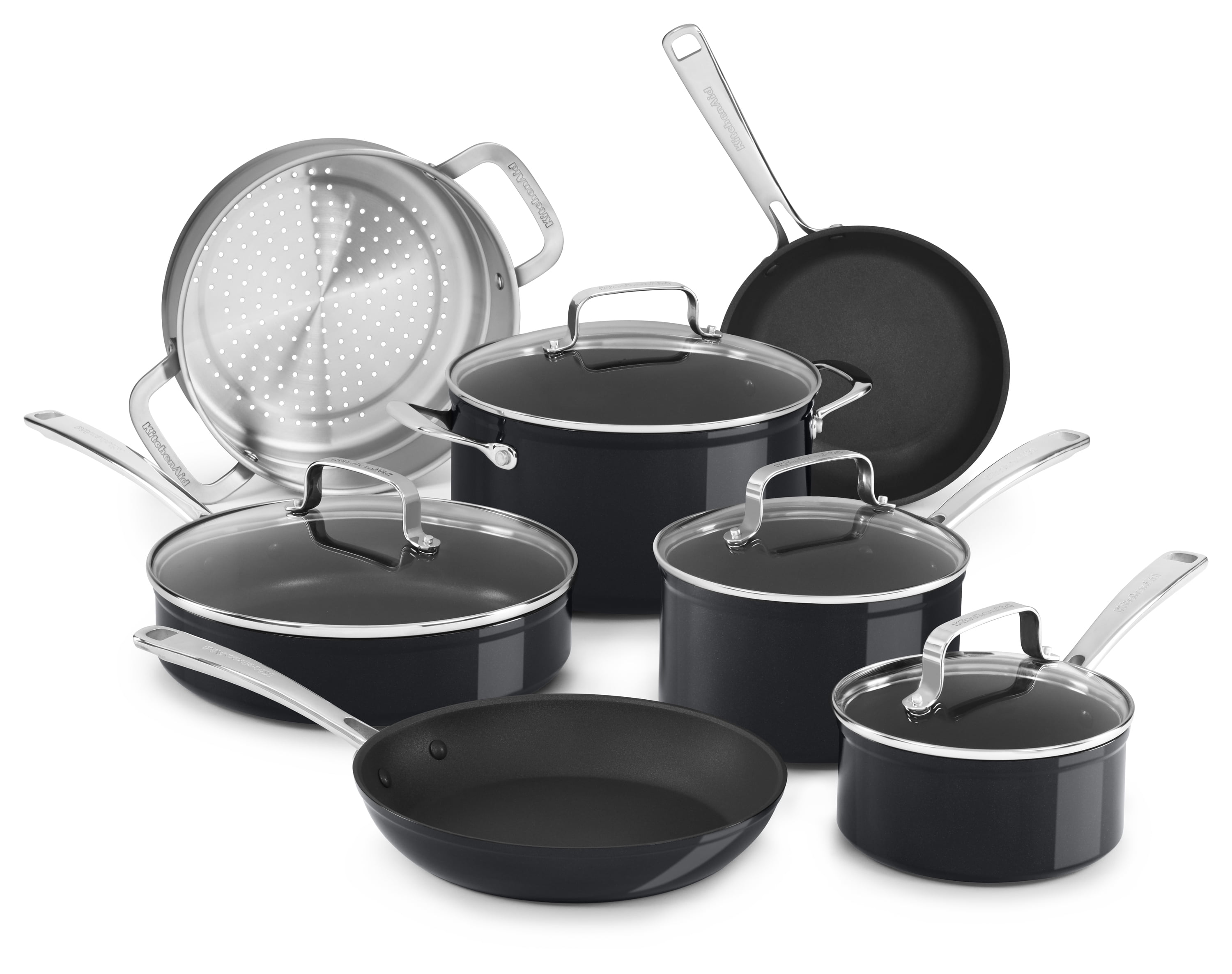 KitchenAid Hard Anodized Nonstick 5-Piece Cookware, Set A in Midnight Black  - Bed Bath & Beyond - 14341709