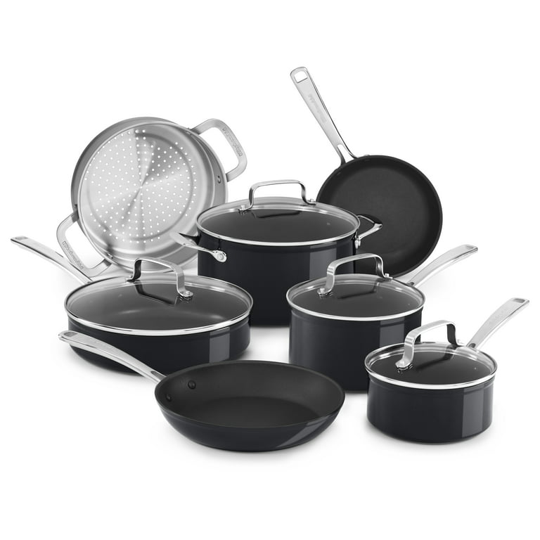 Cookware Set – 23 Piece –Black Multi-Sized Cooking Pots with Lids, Skillet  Fry Pans and Bakeware – Reinforced Pressed Aluminum Metal - Suitable for  Gas, Electric, Ceramic and Induction by BAKKEN Swiss 