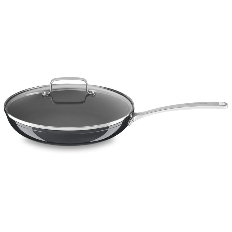 KitchenAid Hard Anodized Nonstick 12 in. Skillet with Glass Lid Black Sapphire