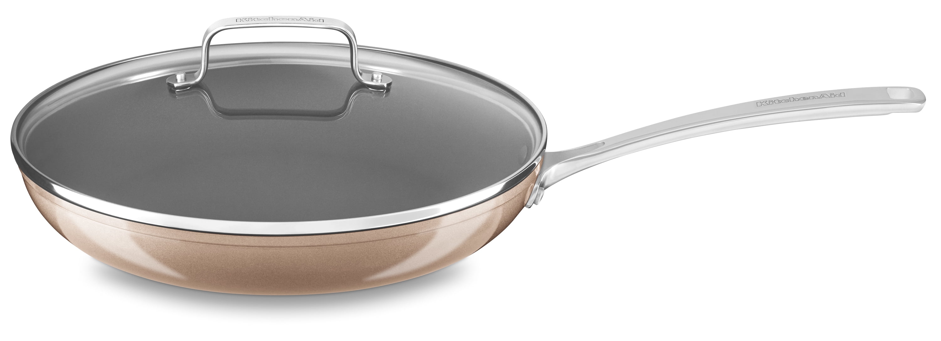 Kitchenaid Hard Anodized Nonstick 12 Skillet With Glass Lid, Toffee  Delight (Kc3H112Kltz)