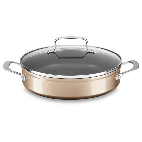 Kitchenaid Hard Anodized Nonstick 3.0-Quart Braiser With Lid, Toffee Delight (Kc3H130Brtz)