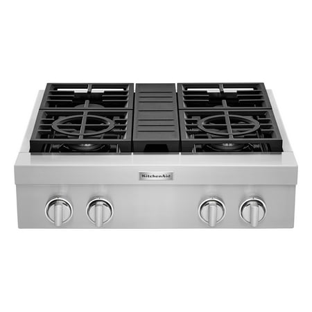 KitchenAid - Commercial-Style 30" Built-In Gas Cooktop with 4 Burners - Stainless steel