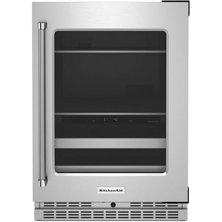 KitchenAid - 14-Bottle Dual Zone Beverage Cooler with Glass Door and Metal-Front Racks - Stainless Steel