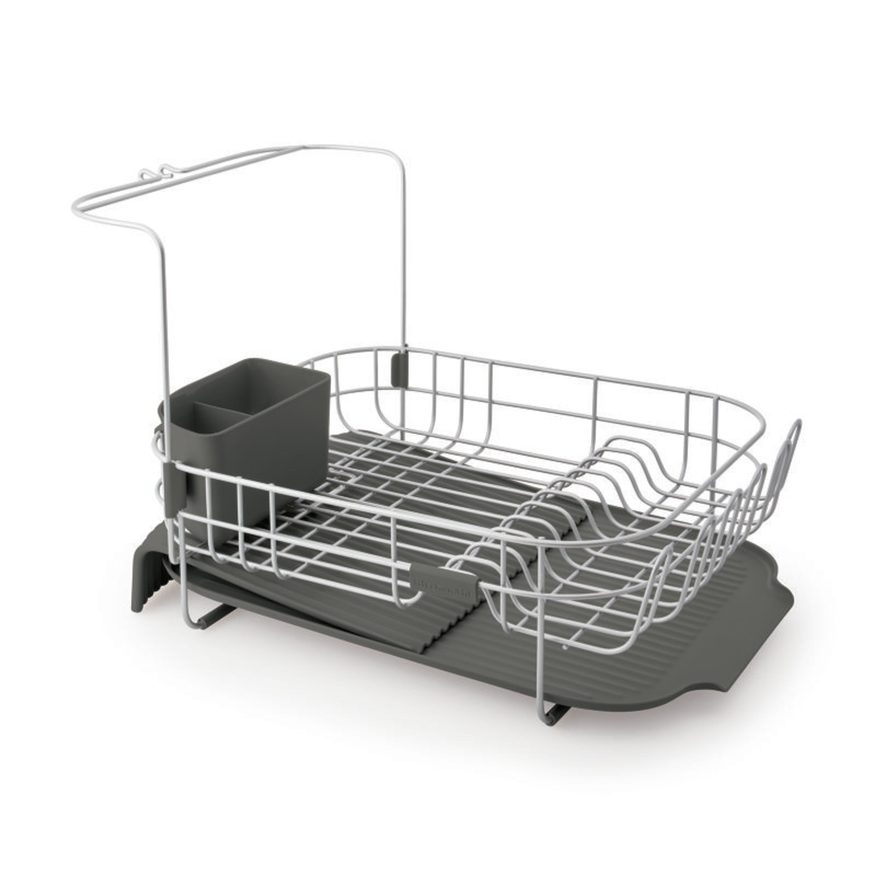 KitchenAid Full Size, Rust Resistant Expandable Dish Rack with Angled Self  Draining Drainboard, 24-Inch, Black