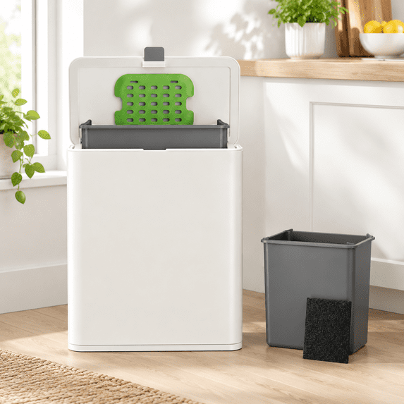 Small Images Kitchenbin 8l/2.1g Small Trash Can With Lid Slim Stainless Steel ...