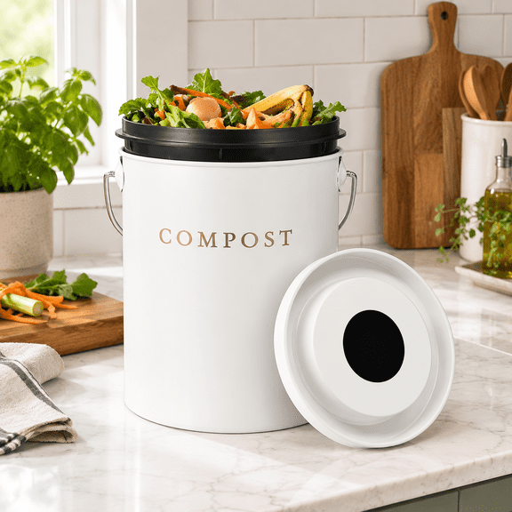 Kitchenbin Countertop White Indoorposter 1.3 Gallon