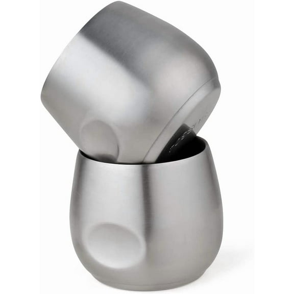 Kitchenexus Small Stainless Steel Espresso Cups 2pcs Set, 4oz Double Wall Insulated Unbreakable Stemless Tumbler Small Cup for Outdoor Events Picnics Party