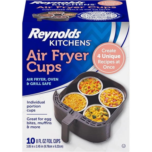 Kitchens Air Fryer Cups, Easily Cook Individual Air Fryer Food and Non-Traditional Foods, Great for Meal Prepping and Picky Eaters, Oven-Safe and Grill-Safe, 10 Pack, 8 fl oz.