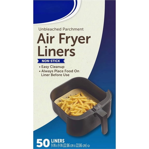 Kitchens Air Fryer Liners Disposable, Unbleached Parchment Paper Sheets, 50 Count