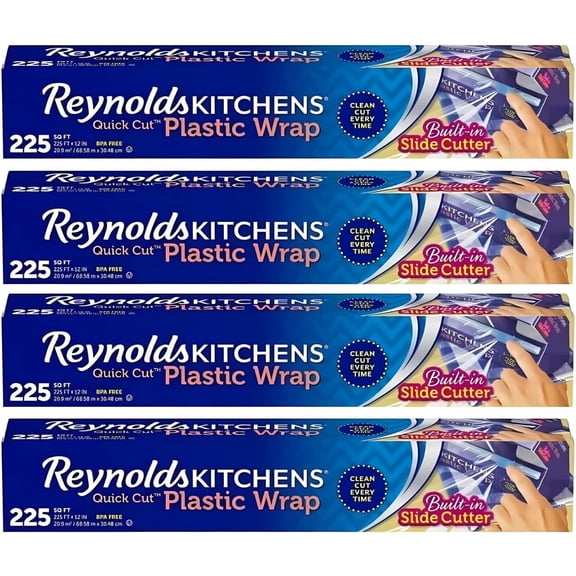 Kitchens Quick Cut Plastic Wrap, 225 Sq Ft (Pack of 4)