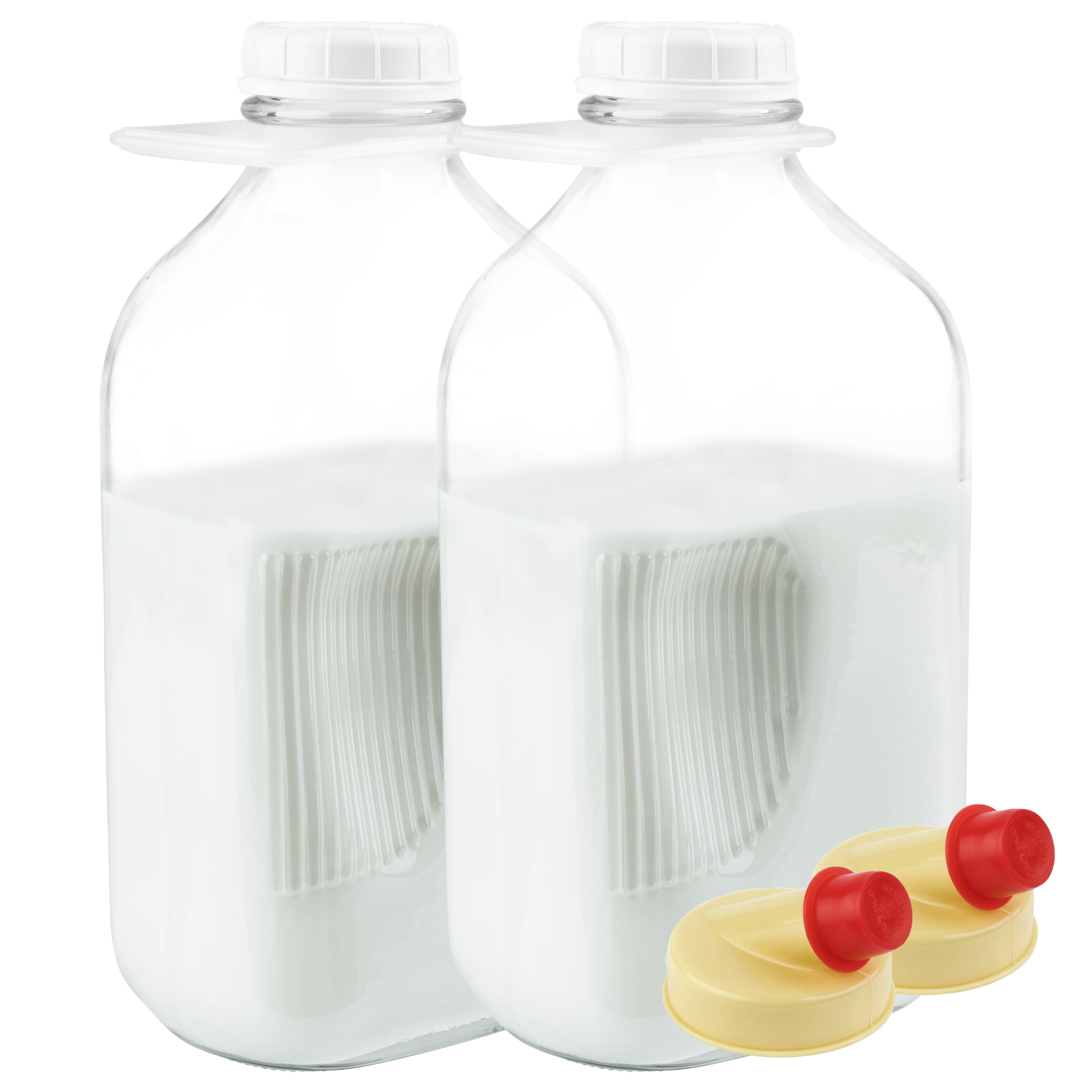 Kitchentoolz 32 Oz Square Glass Milk Bottles with Lids, Perfect Glass Milk  Container for Refrigerato…See more Kitchentoolz 32 Oz Square Glass Milk