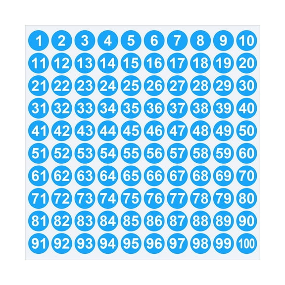 Kitchenware 1 Inch 1 To 100 Number Combination Stickers Sheets For Note Decoration