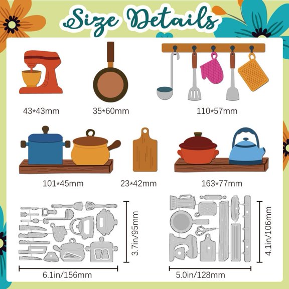 Kitchenware Cutting Dies Cookware Card Making Die Stencil Carbon Steel Die Cuts Scrapbooking Embossing Template for Greeting Cards Craft Album Party Invitation Decor