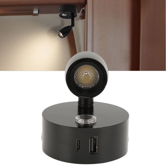 Kitchenware RV Reading Light, Aluminum Material Touch Control, Blue Nightlight 3 Color Dimming for Boat Reading Lamp Polished Surface with USB Type C Port, DC1224V, RV Reading Light, RV