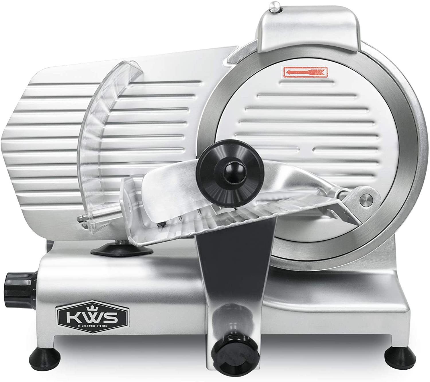 KWS 10-Inch Stainless Steel Electric Meat Slicer with Blade Guard