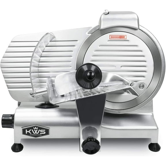 Kitchenware Station Premium Commercial 320w Electric Meat Slicer 10" Stainless Steel Blade, Frozen Meat/ Cheese/ Food Slicer Low Noises Commercial and Home Use