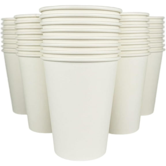 Kitchsy 12 oz. Disposable Paper Cups - White Hot Coffee & Tea To-Go Cups - Convenient Takeout Beverage Solution (Pack of 50)