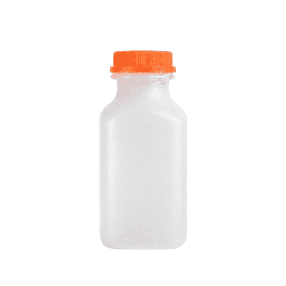 Kitchsy 12oz Translucent Plastic Juice Bottles with Orange Tamper Evident Caps BPA-Free Empty Beverage Containers, Leakproof & Freezer Safe (200 Pack)