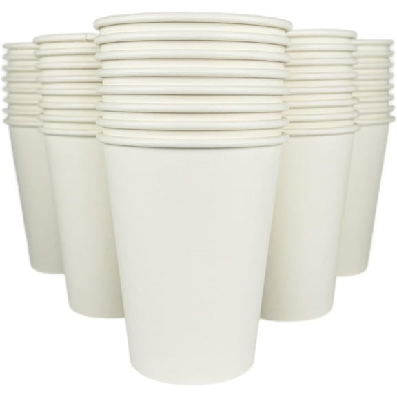 Kitchsy 16 oz. Disposable Paper Cups - White Hot Coffee & Tea To-Go Cups - Convenient Takeout Beverage Solution (Pack of 50)