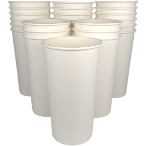 Kitchsy 20 oz. Disposable Paper Cups - White Hot Coffee & Tea To-Go Cups - Convenient Takeout Beverage Solution (Pack of 50)