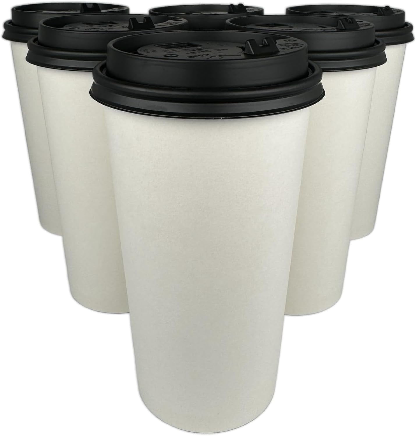 Kitchsy 20 oz. Disposable Paper Cups with Black Dome Lids - White Hot ...