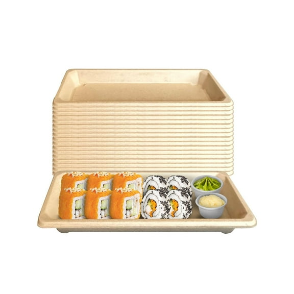 Kitchsy Disposable Trays 0.6L - No Lids - Take-out Serveware for Sushi, Tapas, BBQ, Appetizers - Perfect for Parties, Restaurants, Picnics (Pack of 25)