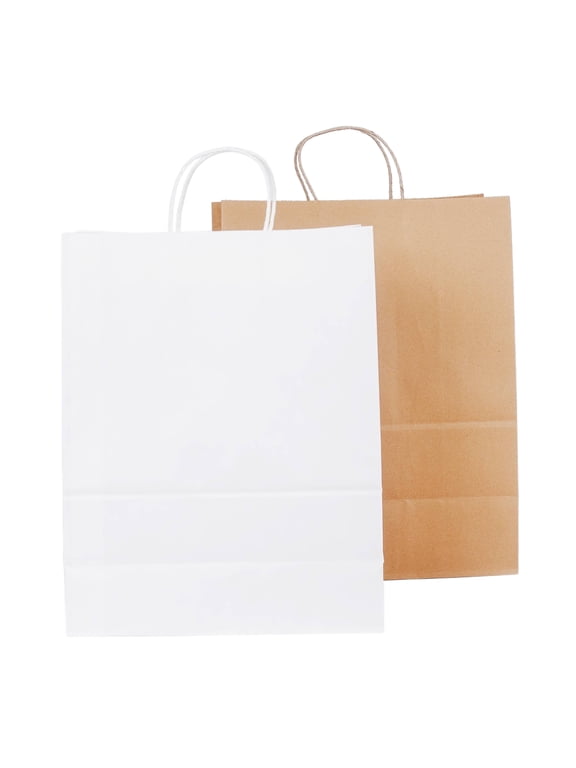 Premium Small White Kraft Paper Bags with Handles - Durable & Sustainable Totes for Shopping & Gifts - Pack of 50 - Ideal for Everyday Use - Reduce Plastic Waste Now!