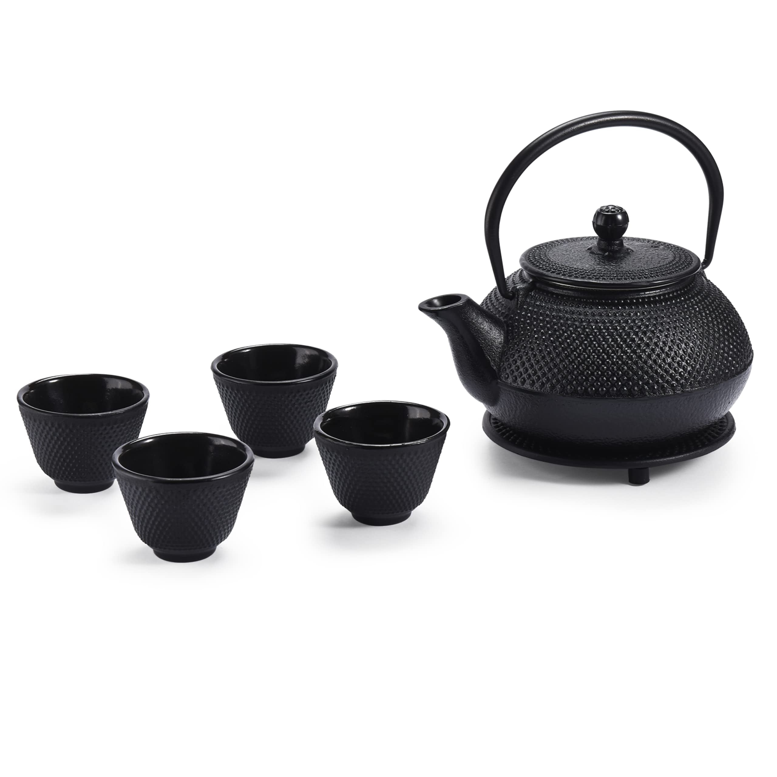 Kitchtic Japanese Coated Cast Iron Teapot Set of 4 Kettle with