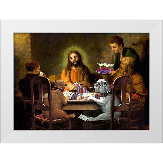Kite, Barry 32x24 White Modern Wood Framed Museum Art Print Titled - Dogs Going to Hell