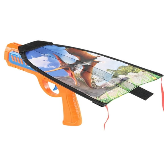 Orange Kite Catapult Toy Set For Kids Play Outdoor Glider Launch Fun Dinosaur Design