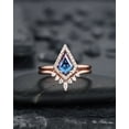 thumbnail image 1 of Kite Cut Alexandrite Engagement Ring Set, V Shape 14K Rose Gold Alexandrite Promise Wedding Ring, Art Deco Bridal Set Gift for Women, 1 of 5