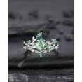 thumbnail image 1 of Kite Cut Moss Agate Leaf Engagement Ring Set, 14K White Gold Twig Branch Promise Wedding Ring, Silver 925 Vine Bridal Set For Women, 1 of 5