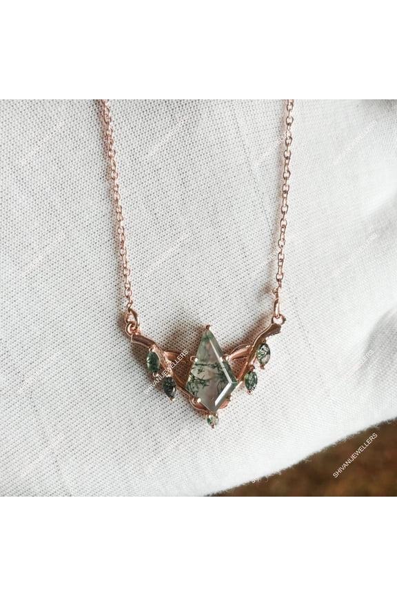 Kite Cut Moss Agate Sterling Silver Pendant Necklace, Handcrafted Agate Jewelry, Unique Moss Agate Pendant Gift For Her Without Chain Sterling Silver