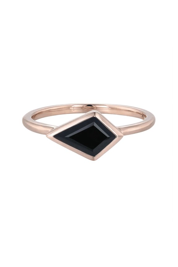 Kite Cut Natural Black Onyx Bezel Setting Solitaire Engagement Ring in 925 Sterling Silver - Elegant, Durable, and Timeless Symbol of Love
