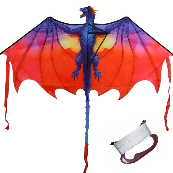 TOY Life 55.9'' Dragon Kites Easy to Fly for Kids Adults with 328.1 FT String, Beach Kite Outdoor Game Outside Toys Activity, Shark Toys for Kids, Gift for Boys Ages 4-8