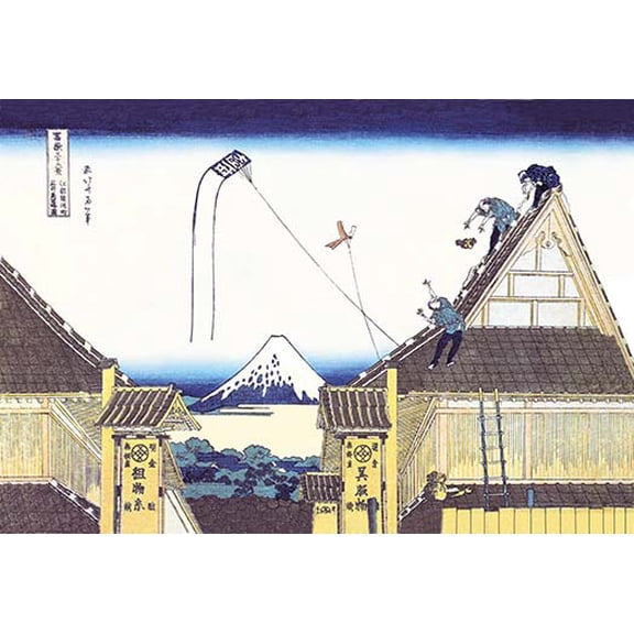 Kite Flying from Rooftop Fine art canvas print (20" x 30")