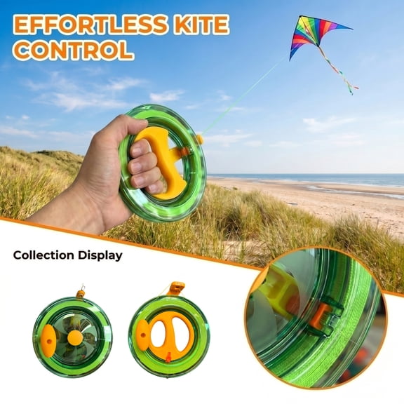 Kite Line Reel with 492ft String and Anti Reverse Lock Handle Spool for Adults and Outdoor Flying Accessories Backyard Games, 1Pack A