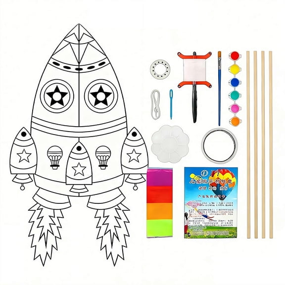 Kite Making Kit for Adults & Kids,DIY Kites Making Kit Coloring Kites with Watercolor Pens and Strings Handles Painting Decorating Kits for Beach, Party, Outdoor Activities
