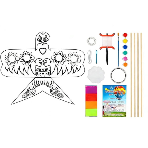 Kite Making Kit For Adults & Kids- Blank Kites to Color and Decorate Fly For Birthday - Easy Par Toys Outdoor to