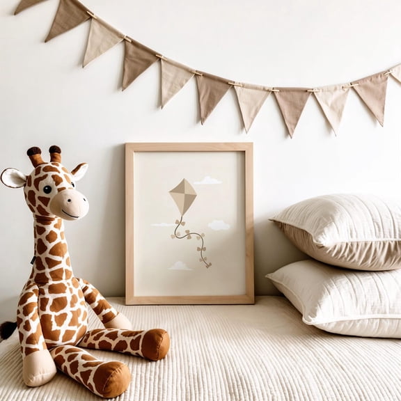 Kite Nursery Print Neutral Boho Room Wall Art Unframed Paper Print