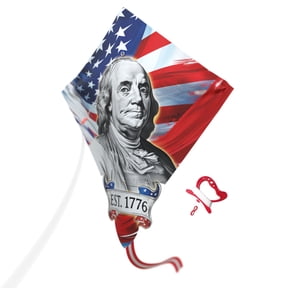 Wicked Kites Ready 2 Fly American Franklin Pop-Up Ripstop Diamond Kite for Kids