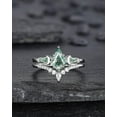 thumbnail image 1 of Kite Shape Moss Agate Crescent Engagement Ring Set, Nature Inspired Sterling Silver Moon Wedding Promise Ring Anniversary Gift for Women, 1 of 5