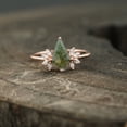 thumbnail image 1 of Kite Shaped Moss Agate Marquise Diamond Engagement Ring, 1 of 1