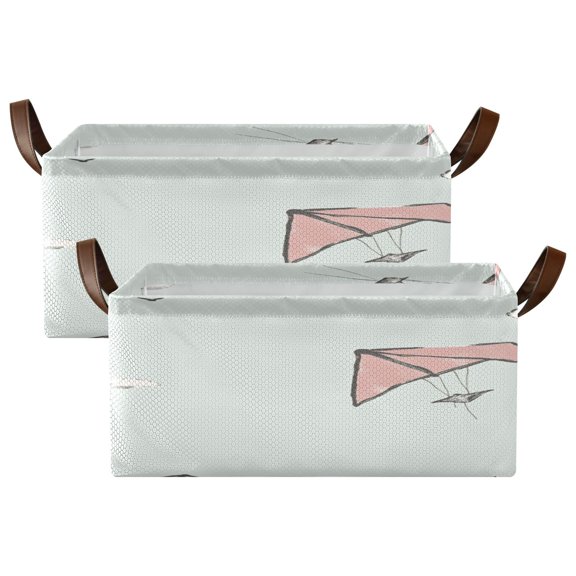 Kite Shelf Baskets Set of 2 Foldable Metal Frame Open Storage Bins 16.9x11.4x7.7in Large Capacity